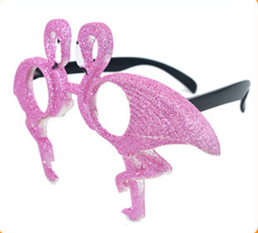 Flamingo glitter bril - Zwart