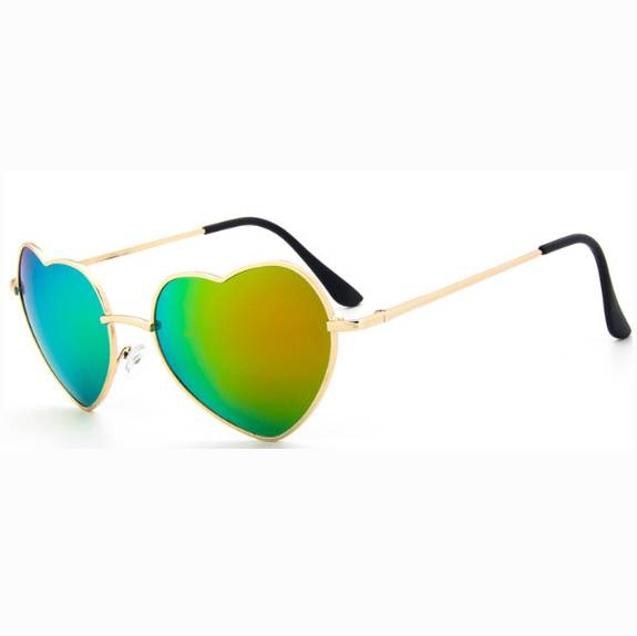 Hartvormige zonnebril - Groen/Geel