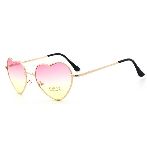 Hartvormige zonnebril - Geel/Roze